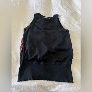 Derek Lam 10 Crosby | Womens Mixed Media Knit Silk Tank Top Black Floral Size S